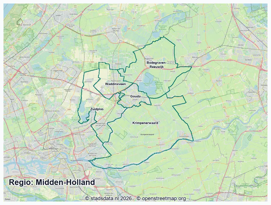 Kaart Midden-Holland